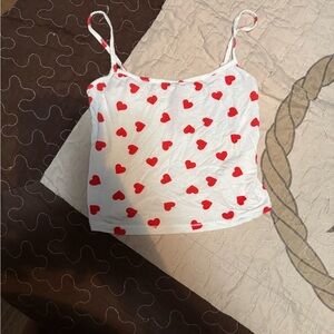 SKIMS White Top with Pink Heart Pattern